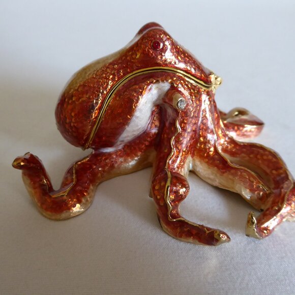 NOBILITY ENAMEL ENAMELED BEJEWELED OCTOPUS TRINKET BOX (NEW IN BOX) - Picture 5 of 11